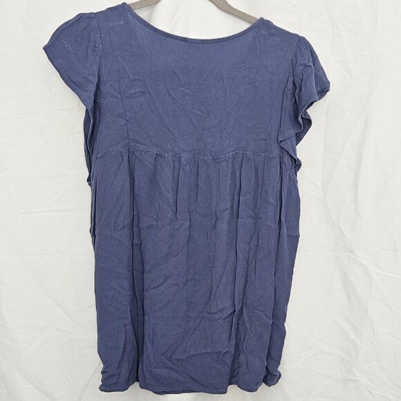 Flutter-sleeve, Split-Neck Periwinkle Blouse - Picture 5 of 6